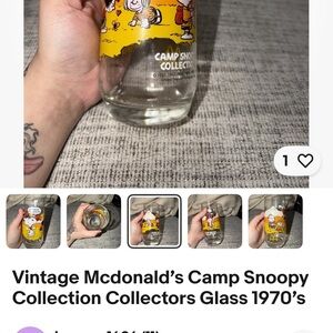 McDonald's Yellow and Black Camp Snoopy Glass